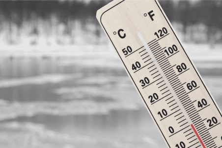 frozen lake and thermometer
